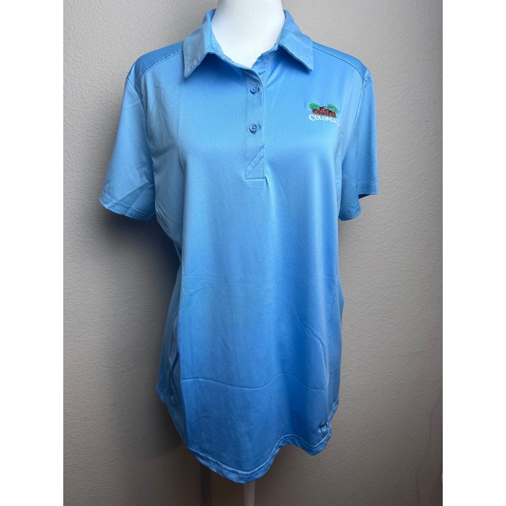 Cutter & Buck Womens Blue Charles Schwab Challenge Colonial Golf Polo Shirt L